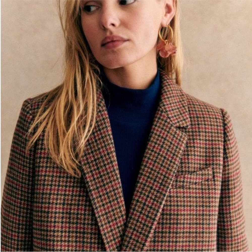 NWT SEZANE CHRISTIE HOUNDSTOOTH JACKET ❤️🤎 SIZE FR38/US6 - Picture 2 of 11